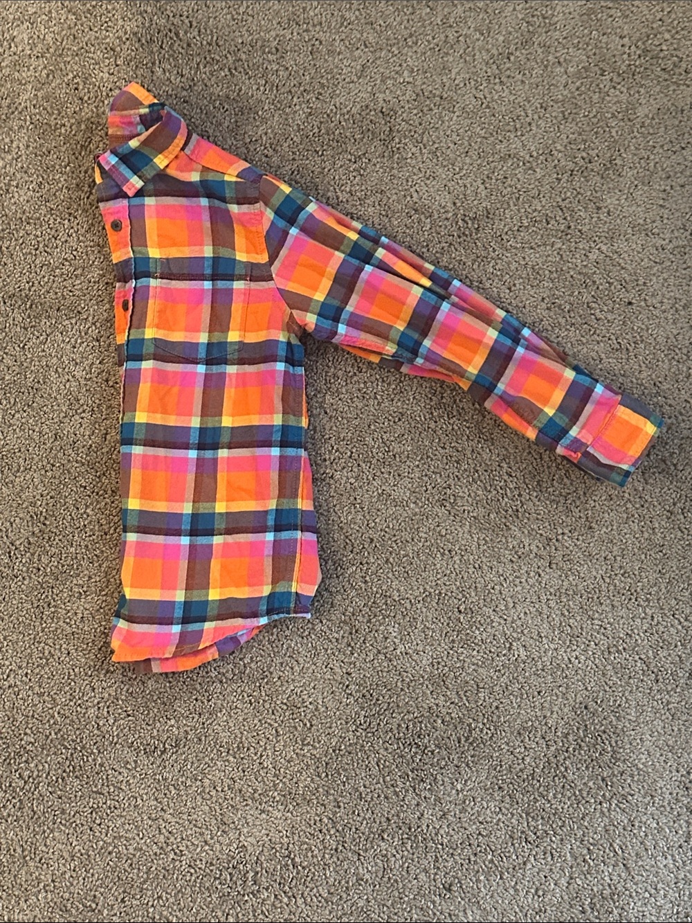 Kids Bright Plaid Button-Down Shirt - Multi Color - Picture 6 of 7